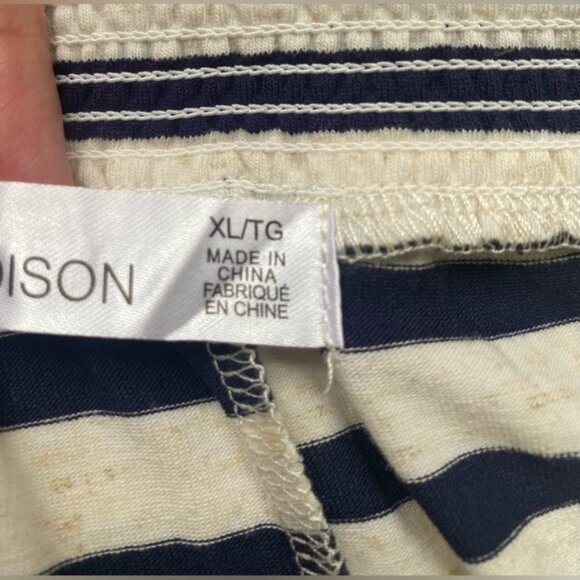 NWT 89th & Madison Navy/Cream Women's Striped Elastic Waist Midi Skirt Size XL - Picture 4 of 9